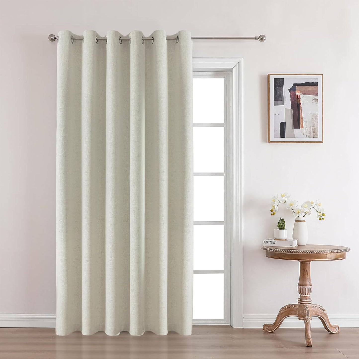 Joydeco Custom Light Beige Textured Total Blackout Curtain for Bedroom and Living Room. Grommet Textured Thermal Insulated Room Darkening Curtain 1 Panel (Custom Size and Color)