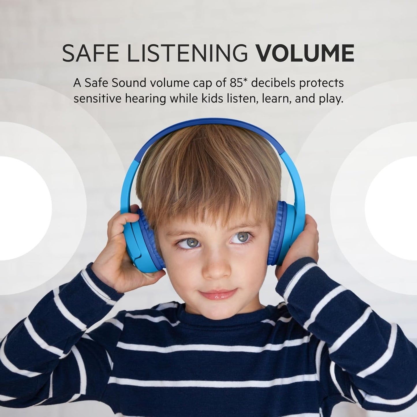 Belkin SoundForm Mini - Wireless Bluetooth Headphones for Kids with 30H Battery Life, 85dB Safe Volume Limit, Built-in Microphone - Kids On-Ear Earphones for iPhone, iPad, Fire Tablet & More - Blue