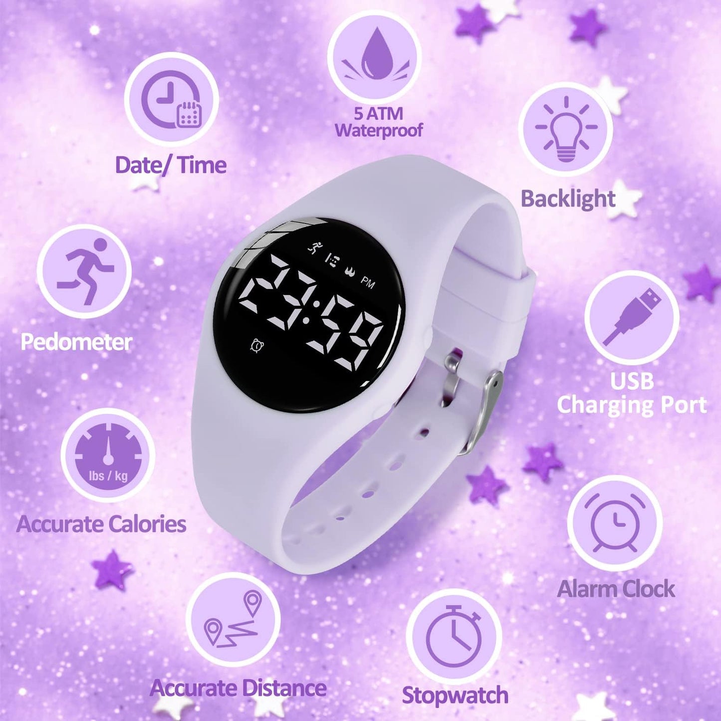 Kids Watches for Girls Boys Digital Sport Watch with Step Counter Pedometer Vibration Alarm Clock, No App Waterproof Fitness Tracker Kids Watch Boys Girls Teens Students Ages 5-16