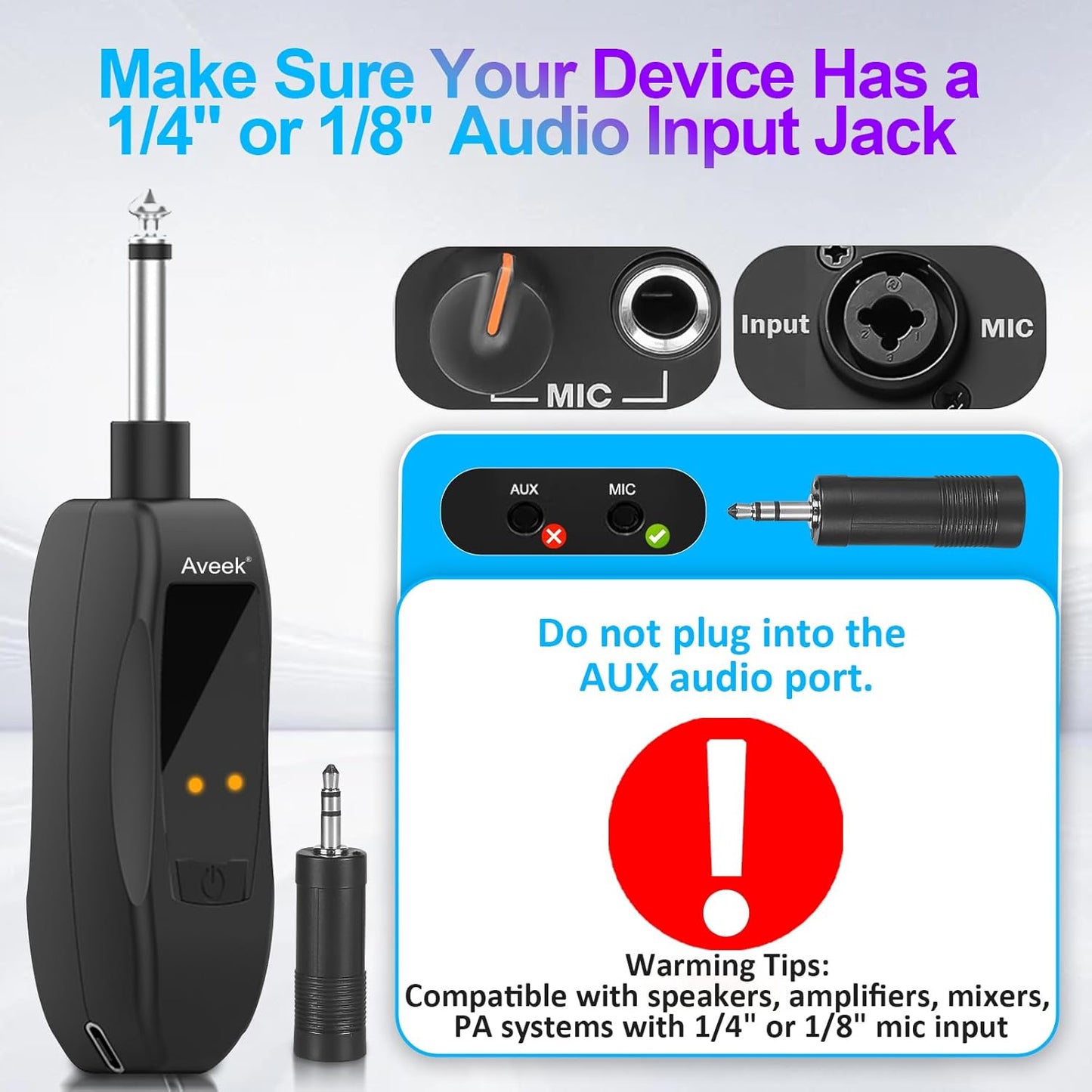 Aveek Wireless Microphone for Karaoke, 2.4GHz Rechargeable Karaoke Microphone(Work 10hs), for Speaker, Karaoke Machine,Church, Speech, Wedding, Party Singing, Grey&Red, 2 Packs