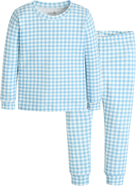 moimoln Plaid Check Soft Cotton Modal 6M-8Y Baby Toddler Long-Sleeve Snug-Fit Pajama Sleepwear Daily