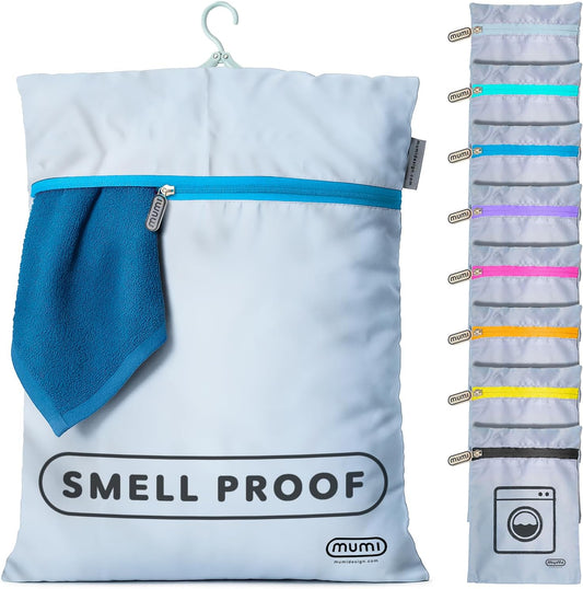 MUMI Travel Laundry Bag – Mesh Laundry Bags for Delicates with Hanger & Pouch | Delicates Bag for Washing Machine | Large Laundry Net Bag for Travel, Gym, Baby Clothes, and More (Blue)