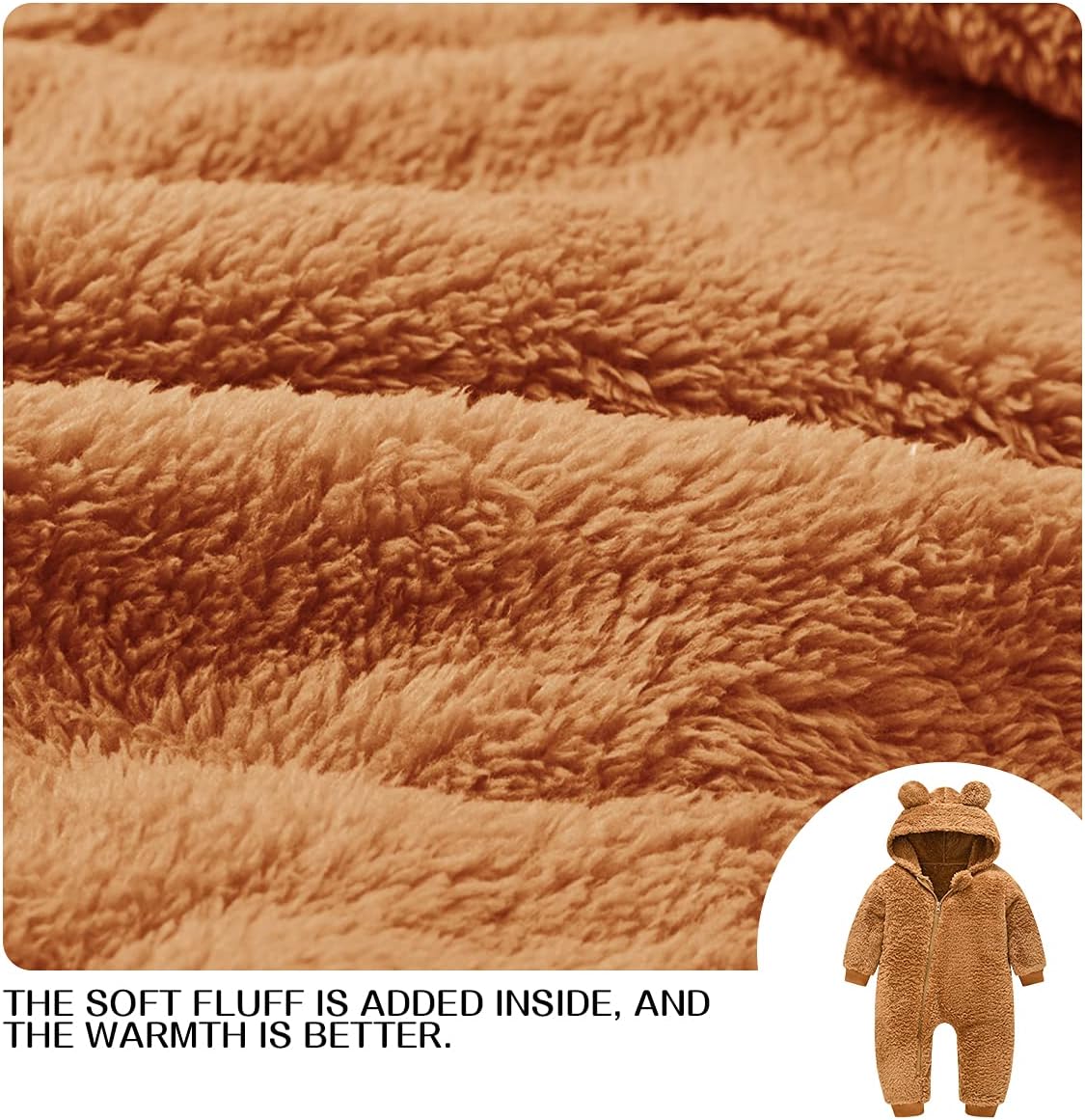 Baby Fleece Jumpsuits Infant Bear Ear Snowsuit Newborn Hooded Romper Warm Coat