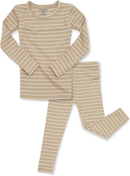 AVAUMA Stripe Pattern Baby Boys Girls Pajama Set Kids Toddler Snug fit Ribbed Sleepwear pjs for Daily Life Style