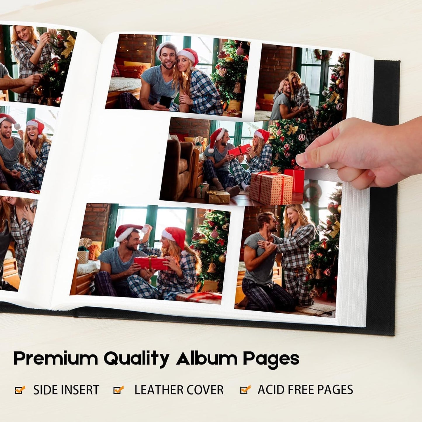 Aevdor 1000 Pockets Photo Album 4x6, Extra Large Capacity Leather Cover Wedding Family Photo Albums Holds 1000 Horizontal and Vertical Photos, Acid-free Pages 4x6 Photo Album with Front Window (Black)