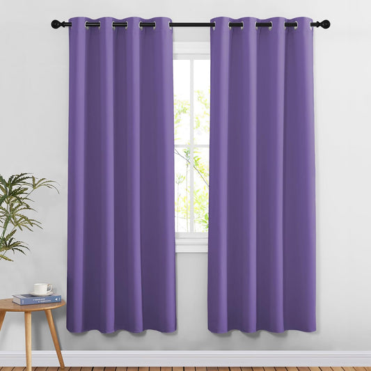 NICETOWN Room Darkening Curtains for Doorway 78" L Lilac Purple, Grommet Light Blocking Window Treatments Blackout Privacy Drapes for Living Room/Kids Room, 2 Panels, W52 x L78
