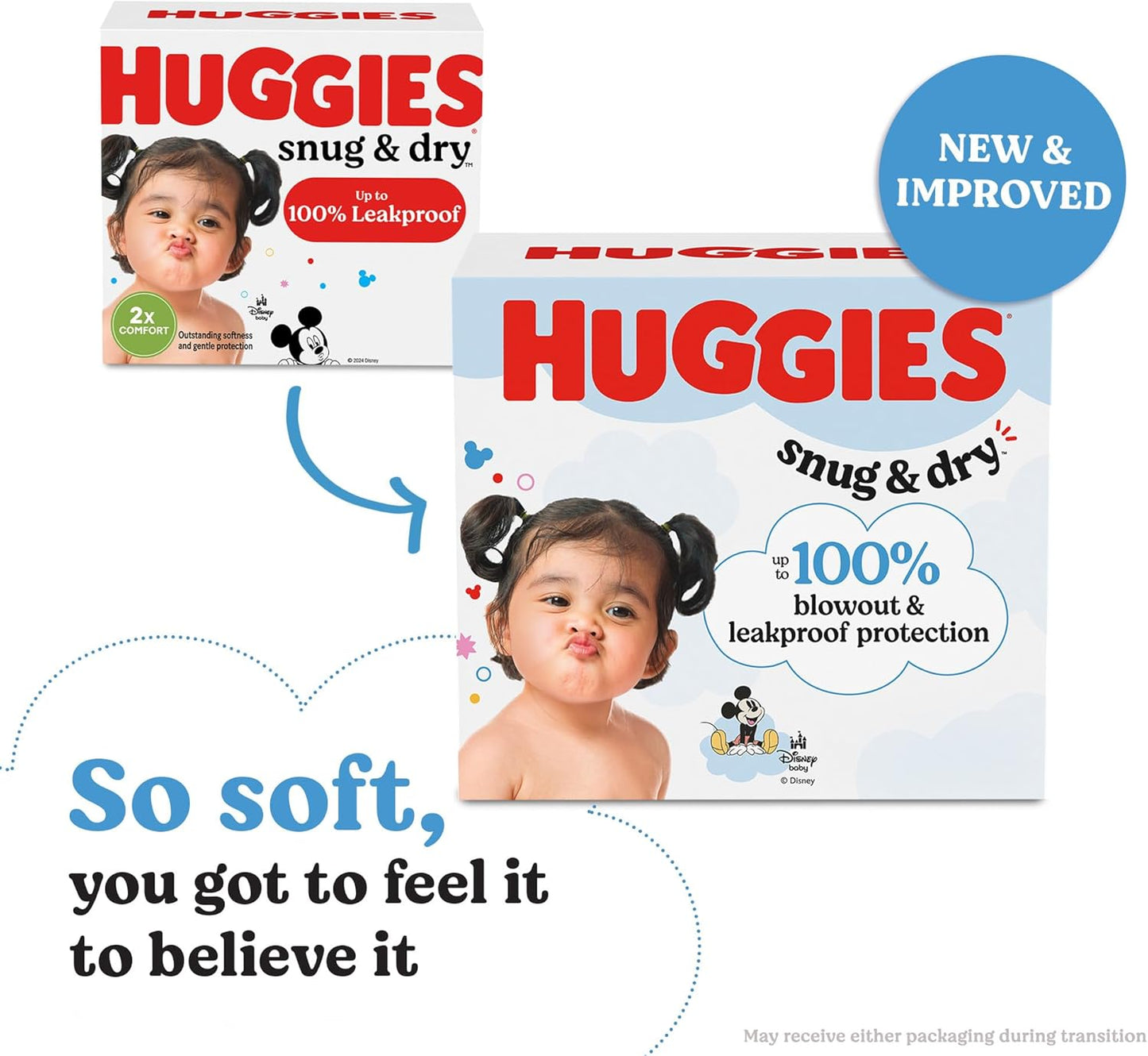 Huggies Size 2 Diapers, Snug & Dry Baby Diapers, Size 2 (12-18 lbs), 38 Count, Packaging May Vary