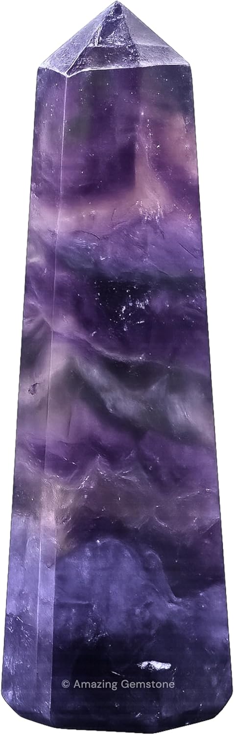 Amazing Gemstone Purple Fluorite Crystal Towers - Natural Healing Crystal Point Obelisk for Reiki Healing and Crystal Grid (3 Inch)
