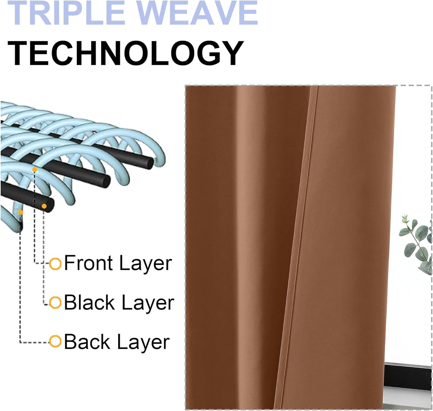 Simplebrand Ava Sun Baked Blackout Curtains for Bedroom 63 Inch Length 2 Panels, Solid Thermal Insulated Energy Saving Rod Pocket Window Treatment Curtains Blackout Drapes, W40 x L63 Inch, Sun Baked