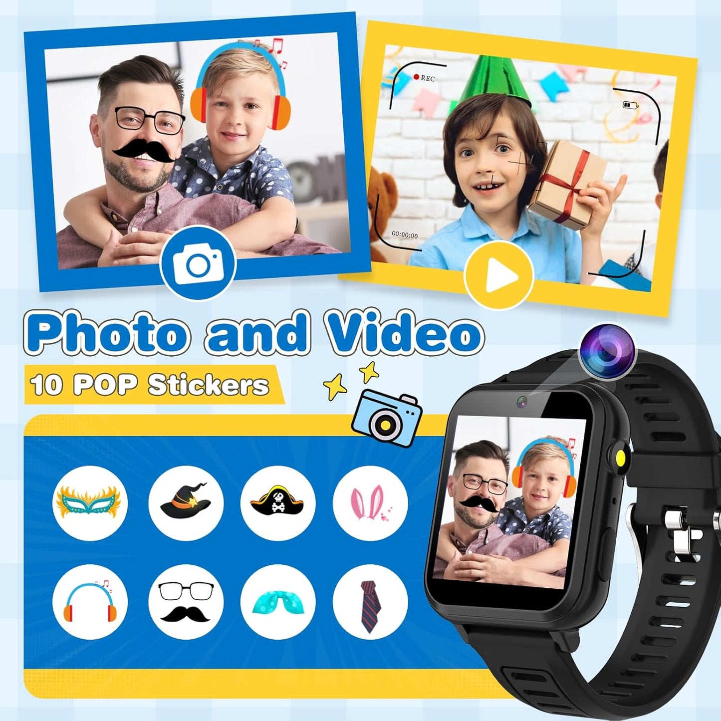 Smart Watch for Kids with 39 Games Camera Video Recorder Music Alarm Calculator Calendar Flashlight Parental Control Pedometer, Gift Toys for 4-12 Years Old Boys and Girls (Black)