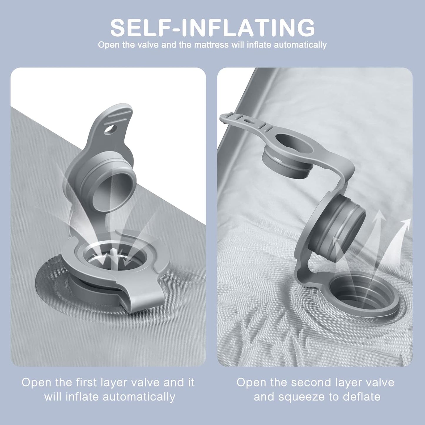 ANGELBLISS Baby Playpen Mat, Self-Inflating Play Mat for Babies and Toddlers, Roll Up & Waterproof Foam Crawling Mat for Floor, Portable Playmat for Babies with Travel Bag Grey (50×50in)