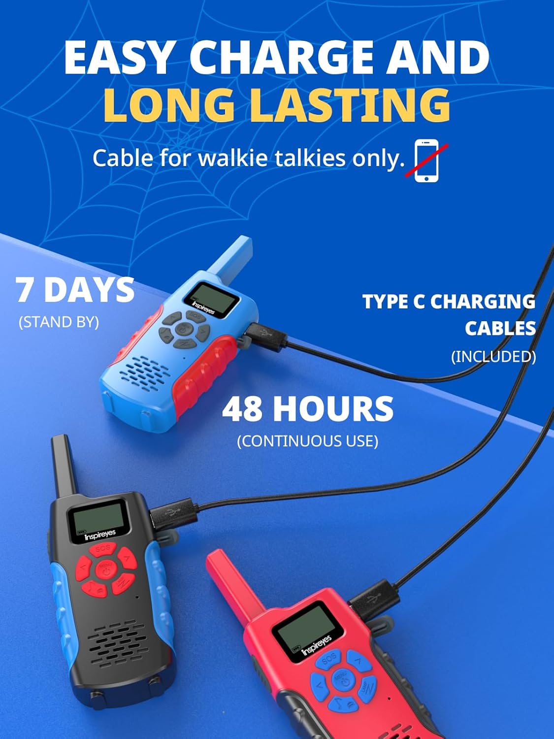 Walkie Talkies for Kids Rechargeable,Toys for Boys and Girls Ages 3-12, 3 Pack Long Range 2-Way Radios, Birthday Gifts,Christmas Stockings, Outdoor Play, Family Games, Hiking Camping Gear