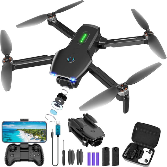 Drone with Camera, 1080P FPV Foldable Drone with Brushless Motor, One Key Take Off/Land, Altitude Hold, 360° Flip, Gravity Control, 2 Batteries, 3 Speeds Mini Drone for Kids Beginners