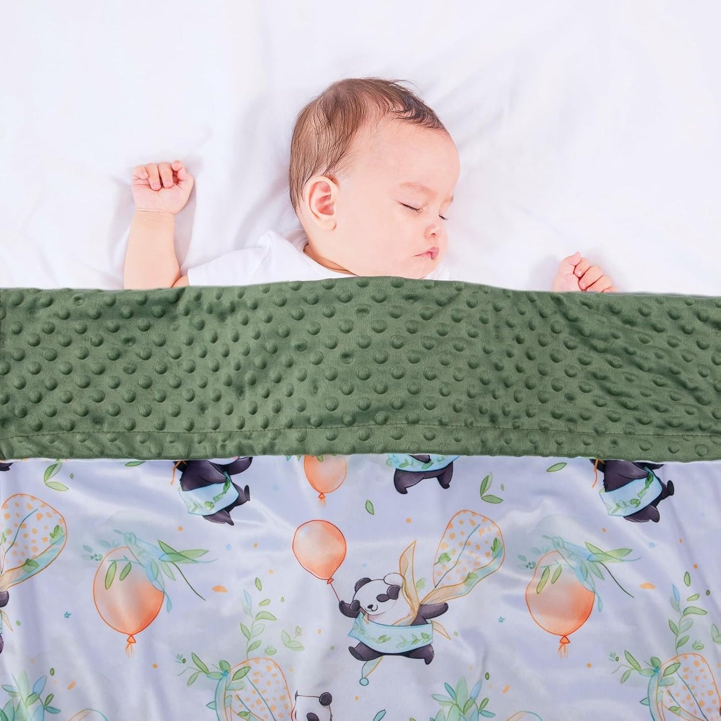 Baby Blanket for Boys Girls Soft Minky with Double Layer Dotted Backing, Cartoon Printed 30 x 40 Inch Toddler Blanket (Panda)
