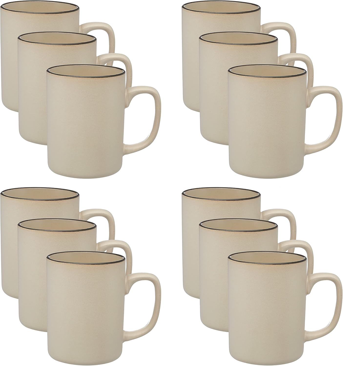 DISCOUNT PROMOS El Grande Matte Ceramic Mugs 20 oz. Set of 12, Bulk Pack - Perfect for Tea, Espresso, Cappuccino, Hot Cocoa - Beige