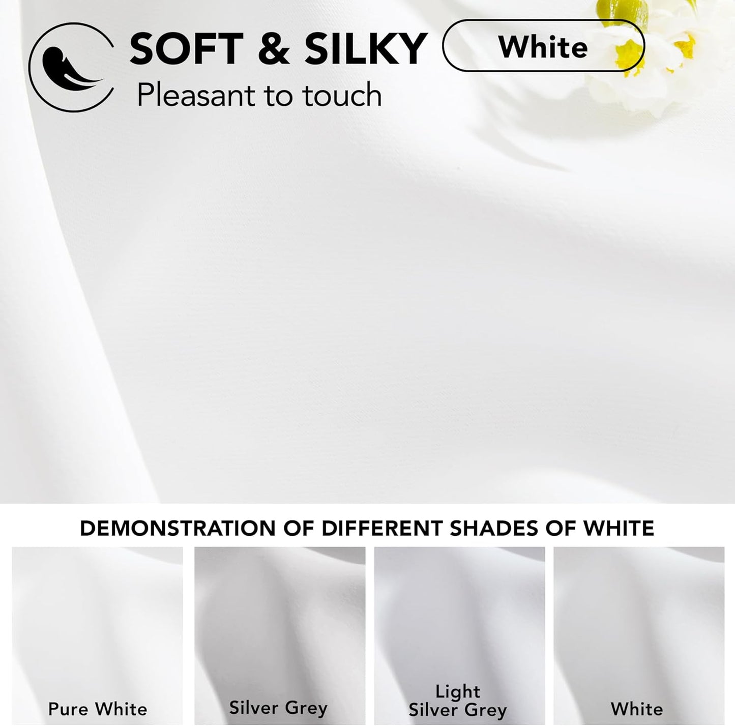 Deconovo 100% Blackout Grommet Curtains – Thermal Insulated, Noise-Reducing, Sustainable & Easy-Care Drapes for Bedroom, Living Room & Office – Oeko-TEX Certified, White 52W x 45L Inch (Set of 2)