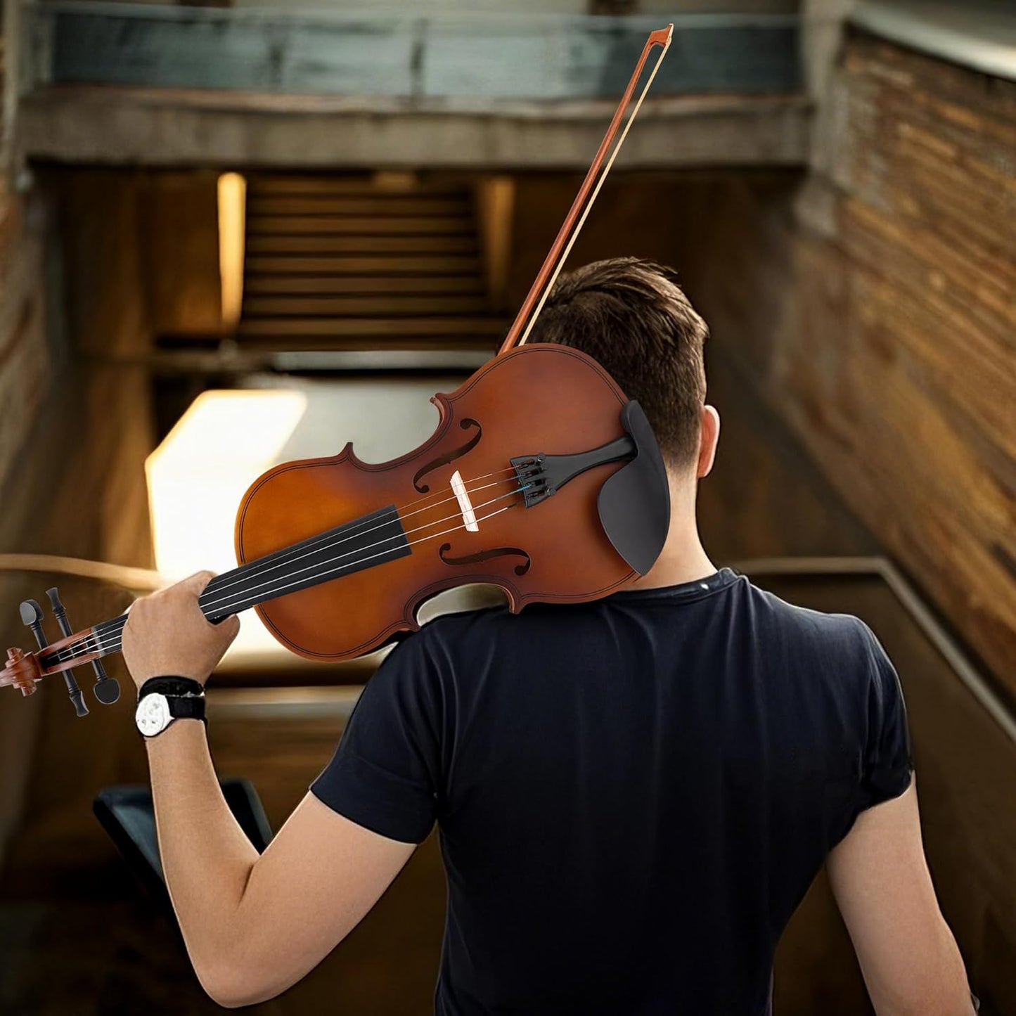 Poseidon 1/2 Violin Set Half Size Fiddle for Beginners with Hard Case, Bow, Rosin, Extra Violin Strings 1/2 Full Set, Digital Tuner, Shoulder Rest & Cleaning Cloth for Students, Children