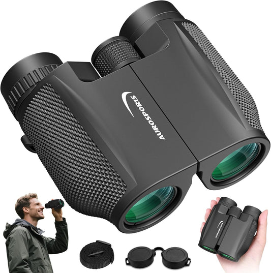 12x32 Compact Binoculars for Adults Kids - Aurosports Small Binoculars for Birdwatching - High Power Easy Focus Lightweight Binocular for Traveling Hunting Cruise Ship Hiking