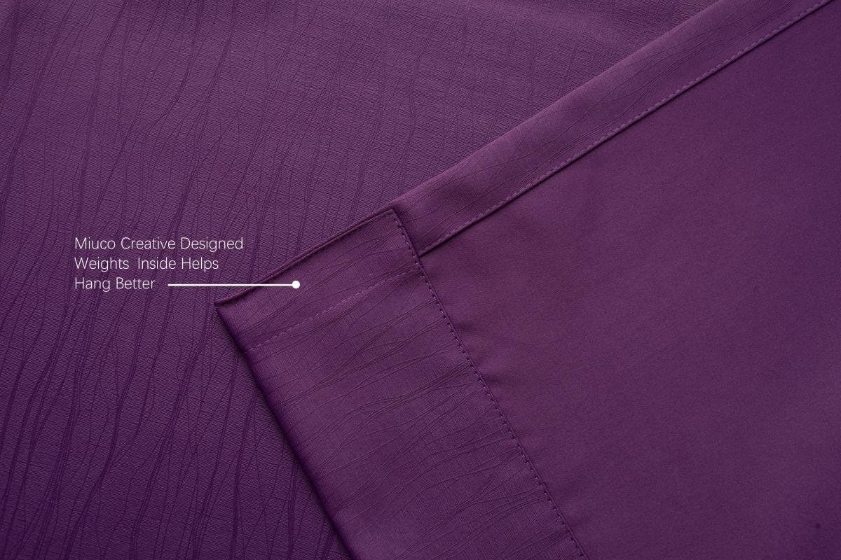 MIUCO Room Darkening Textured Grommet Window Treatment Blackout Curtains for Bedroom 2 Panels 52x95 Inch Purple