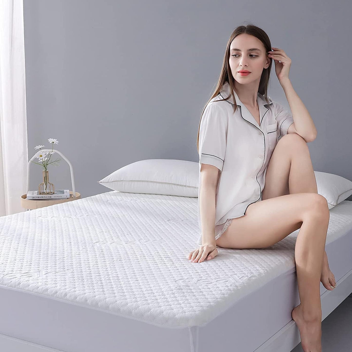 Twin XL Size Waterproof Mattress Protector Fitted Mattress Pad Cover with Deep Pocket Up to 15''