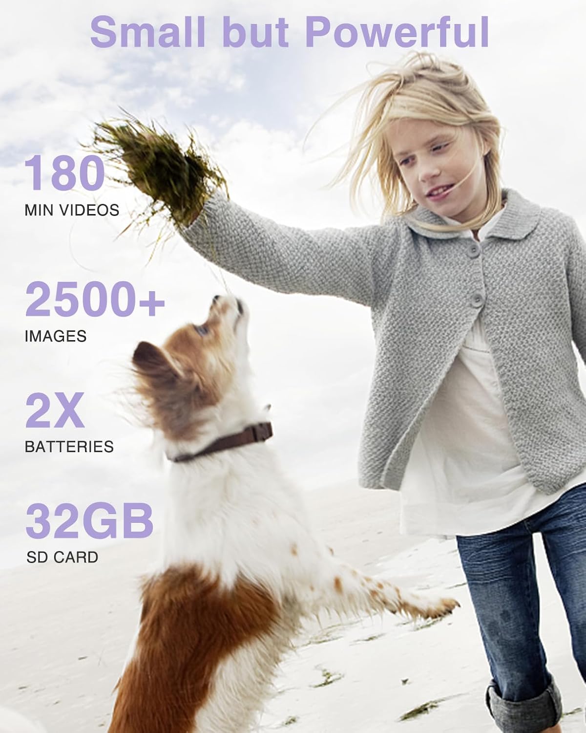 Digital Camera, Kids Camera FHD 1080P Point and Shoot Camera with 16X Zoom Anti Shake, Small Compact Camera for Teen Starter Children Kid Student Girl Boy(Purple)