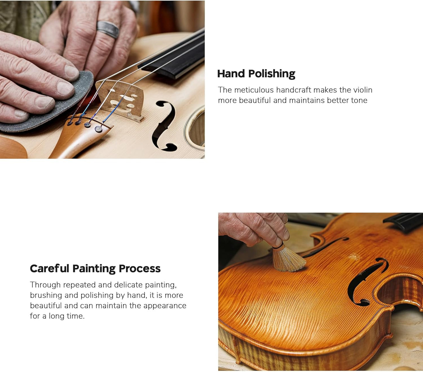 AW Solid Wood Violin 4/4 Full Set Fiddle Beginner Violin Full Size Stradivari Copy Style with Carry Case Bow Rosin Shoulder Rest for Student Adults Starter Kit