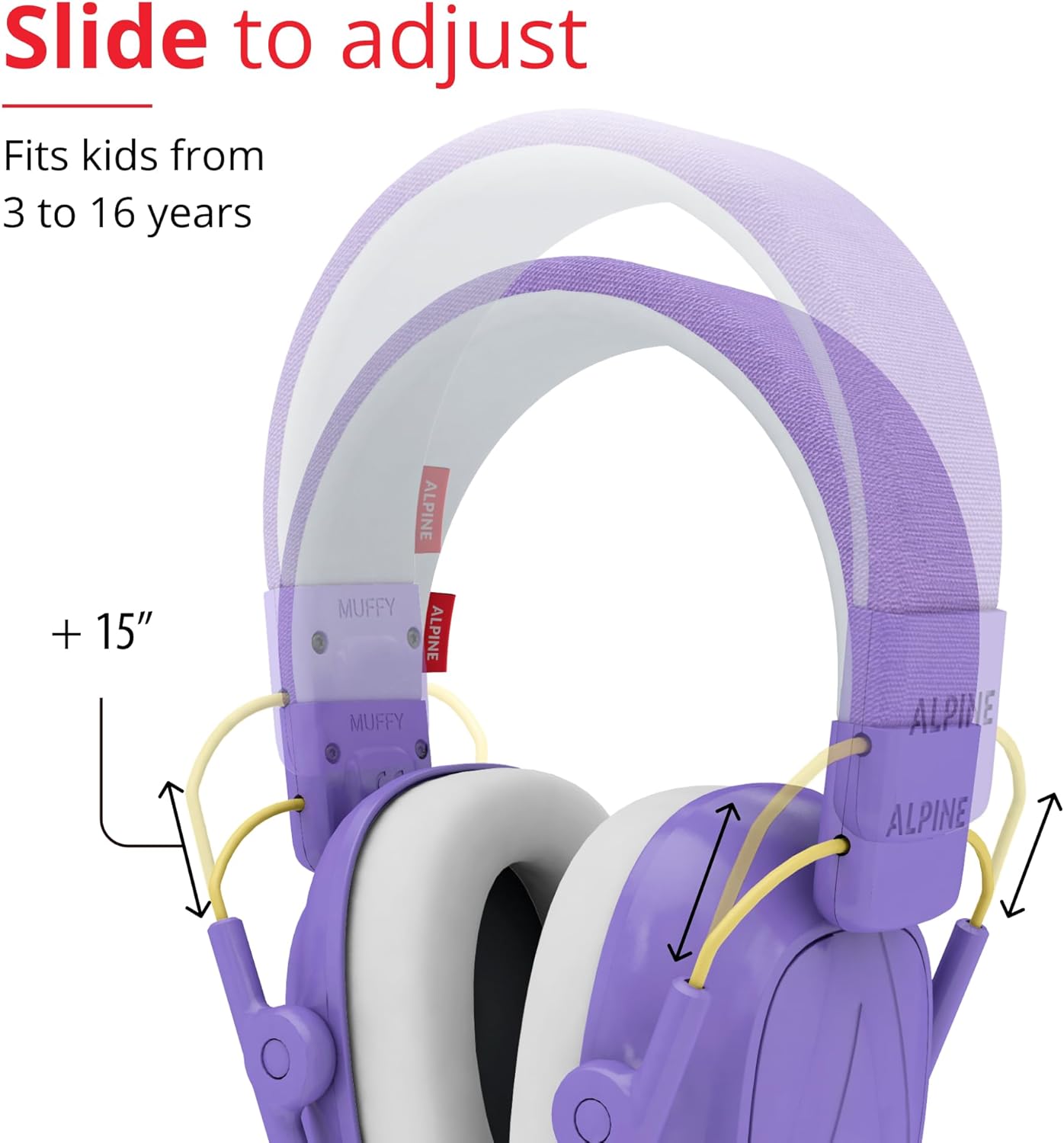 Alpine Muffy Kids - Hearing Protection - CE & ANSI Certified - Adjustable for Ages 3-16 years - Noise Cancelling Headphones - 25dB Sound Reduction Ideal for Protection and Concentration Aid – Purple