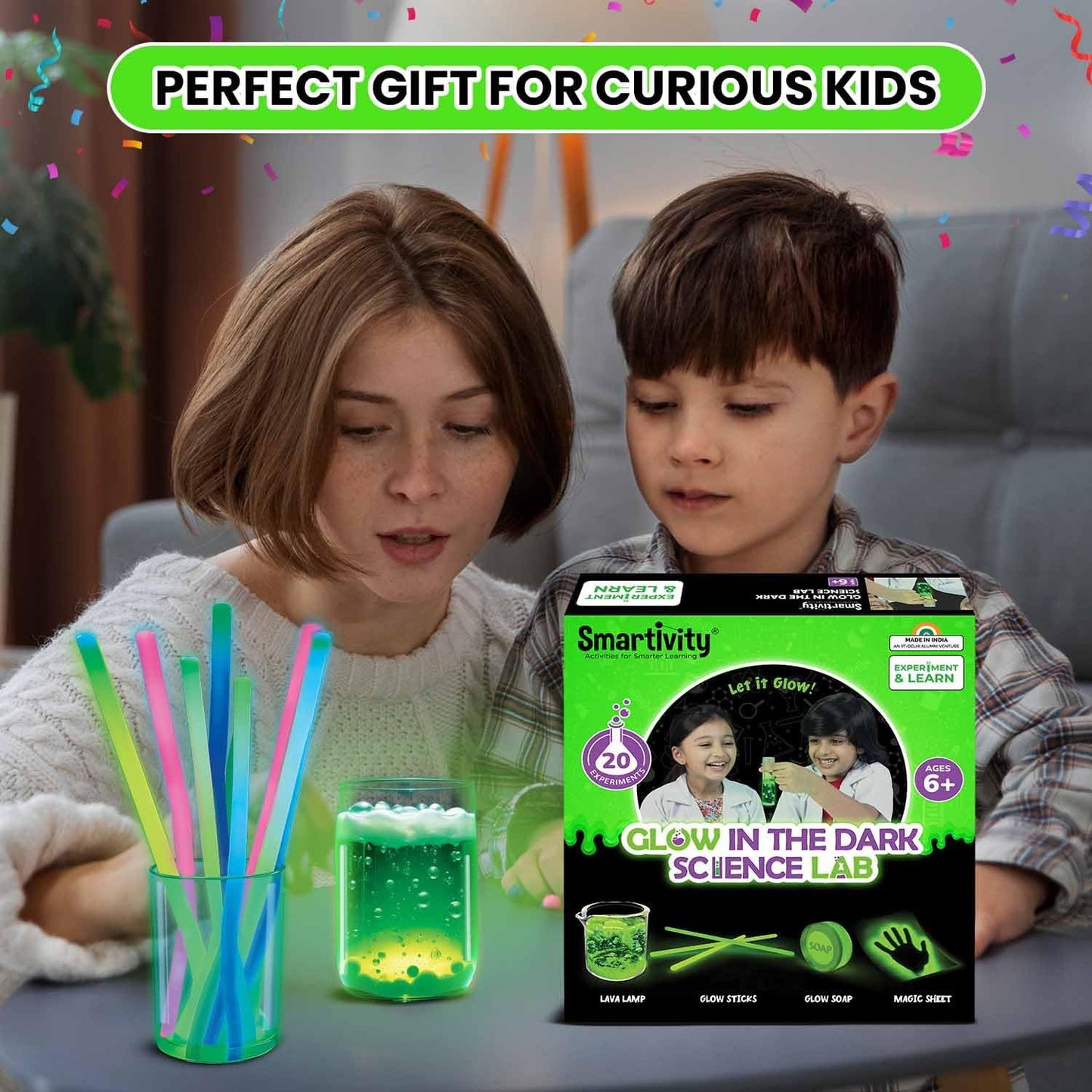 Smartivity Glow Magic Science Kit for Kids Ages 6-7-8-9-10-11-12 Years | 20 Amazing Science Experiments I Birthday Gifts for Boys & Girls | STEM Kit Toy for 6-12 Years Old