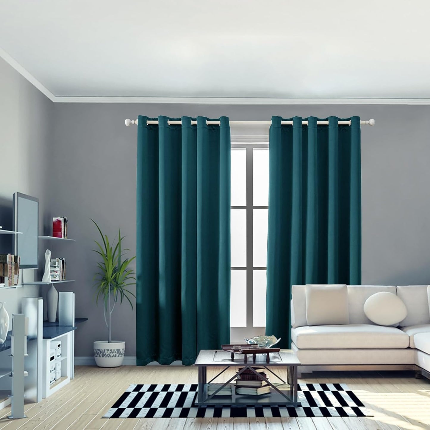 Anytime 100% Blackout Curtain Set, Thermal Insulated & Energy Efficiency Window Draperies for Guest Room, Full Shading Panels for Shift Worker and Light Sleepers（Greyish Blue, 2 Panels, 70W x 84L）