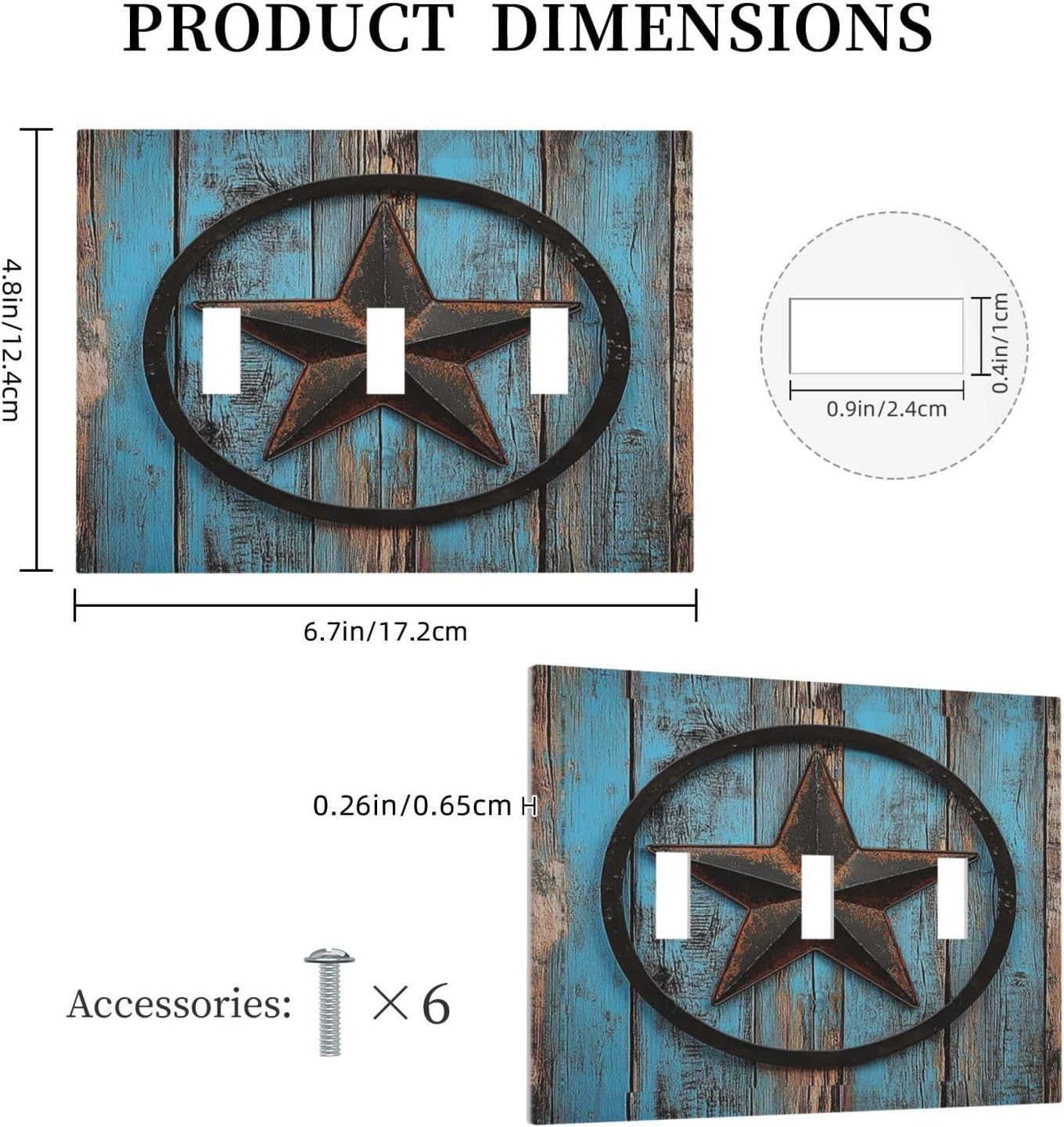 Decorative Switch Plates Rustic Wood Country Barn Texas Star On Teal 3 Gang Wall Plate Triple Toggle Light Switch Cover Faceplate Electrical Wall Panels For Farmhouse Cabin Decor