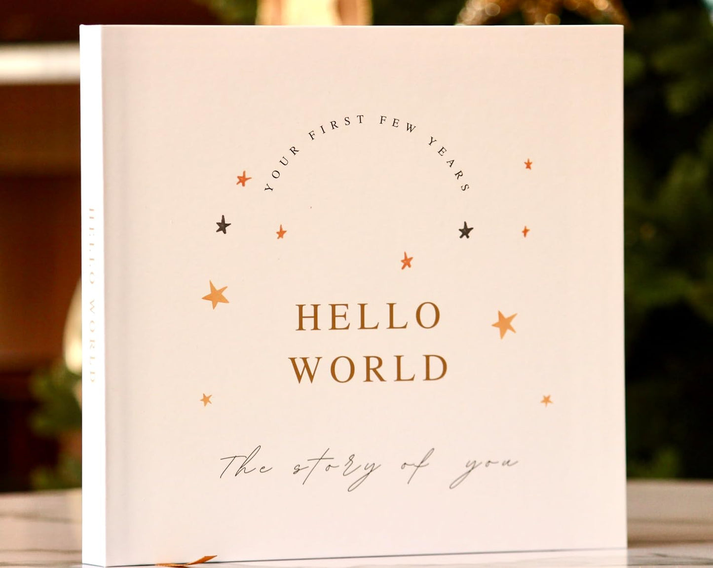 Joss & Lac Design Gender Neutral | Minimalist Keepsake Memory Book Photo Album for Baby Boy or Girl First 5 Years – A Milestone Book to Record Every Event from Birth to Age 5 (Sky Star)