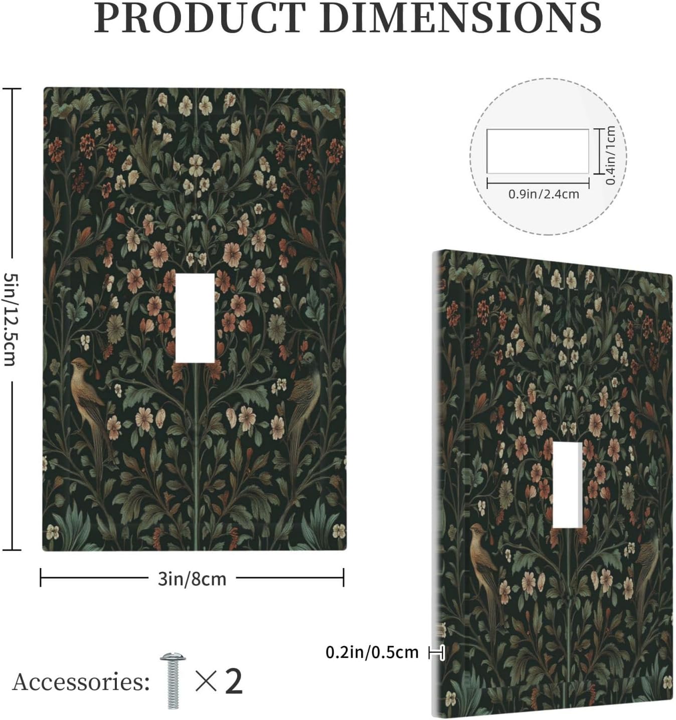 Decorative Light Switch Cover Vintage Morris Colorful Flower Green Leaf 1 Gang Single Toggle Device Electrical Faceplate Switchplates Decorator Outlet Wall Plate For Bed Room Living Room