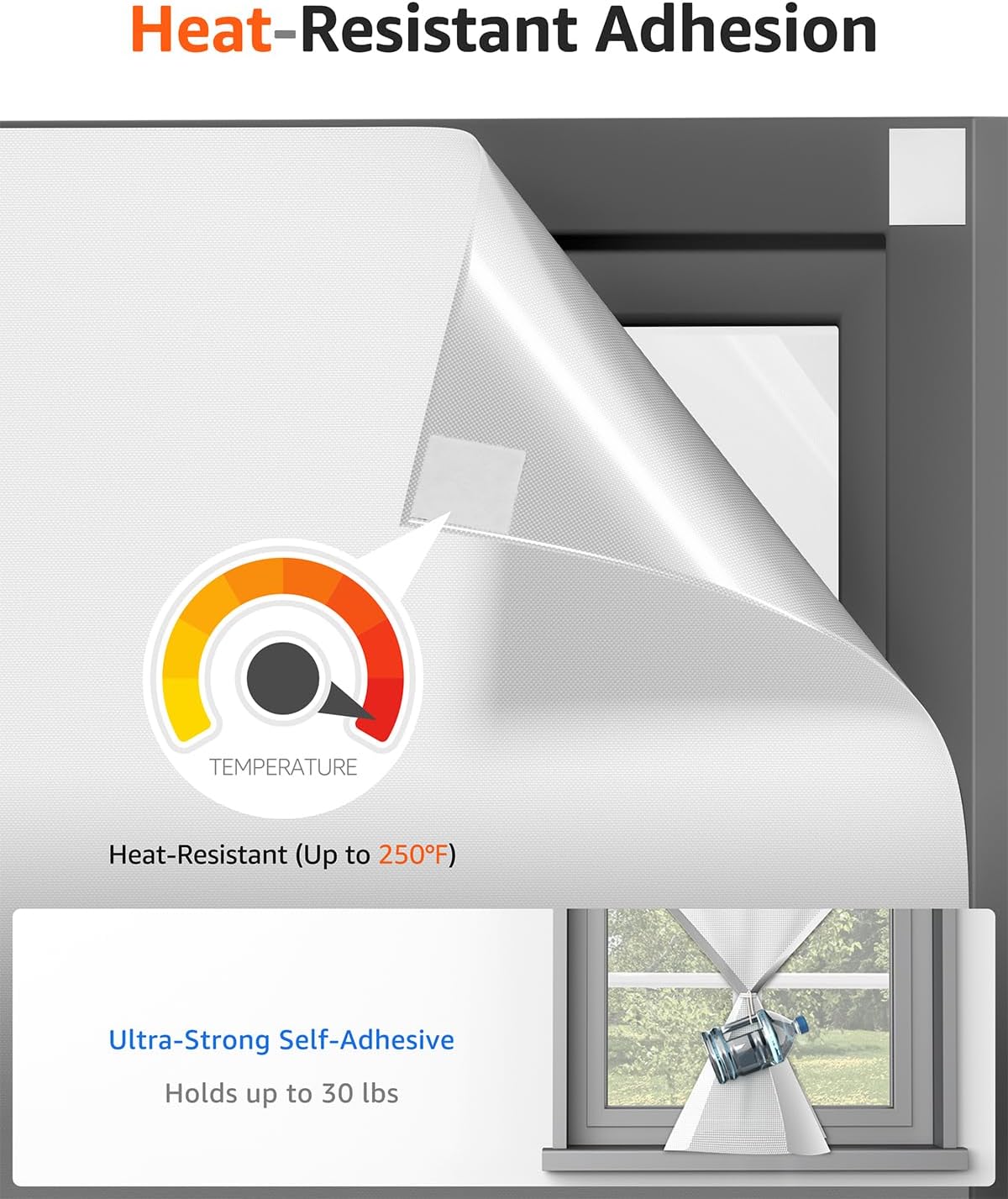 Sumobaby Blackout Curtains for Bedroom 114"x57" Portable No Drill Black Out Curtains with Heat-Resistant Magic Tapes,100% Blackout Blinds Easy to Cut Fit for Home Cinema,Dorm Room,Nursery(White)