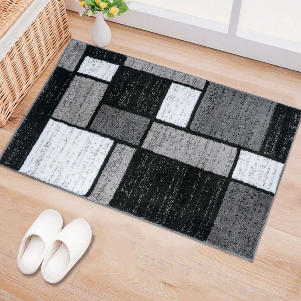 Rugshop Contemporary Modern Boxes for Home Office,Living Room,Bedroom,Kitchen Non Shedding Area Rug 2' x 3' Gray