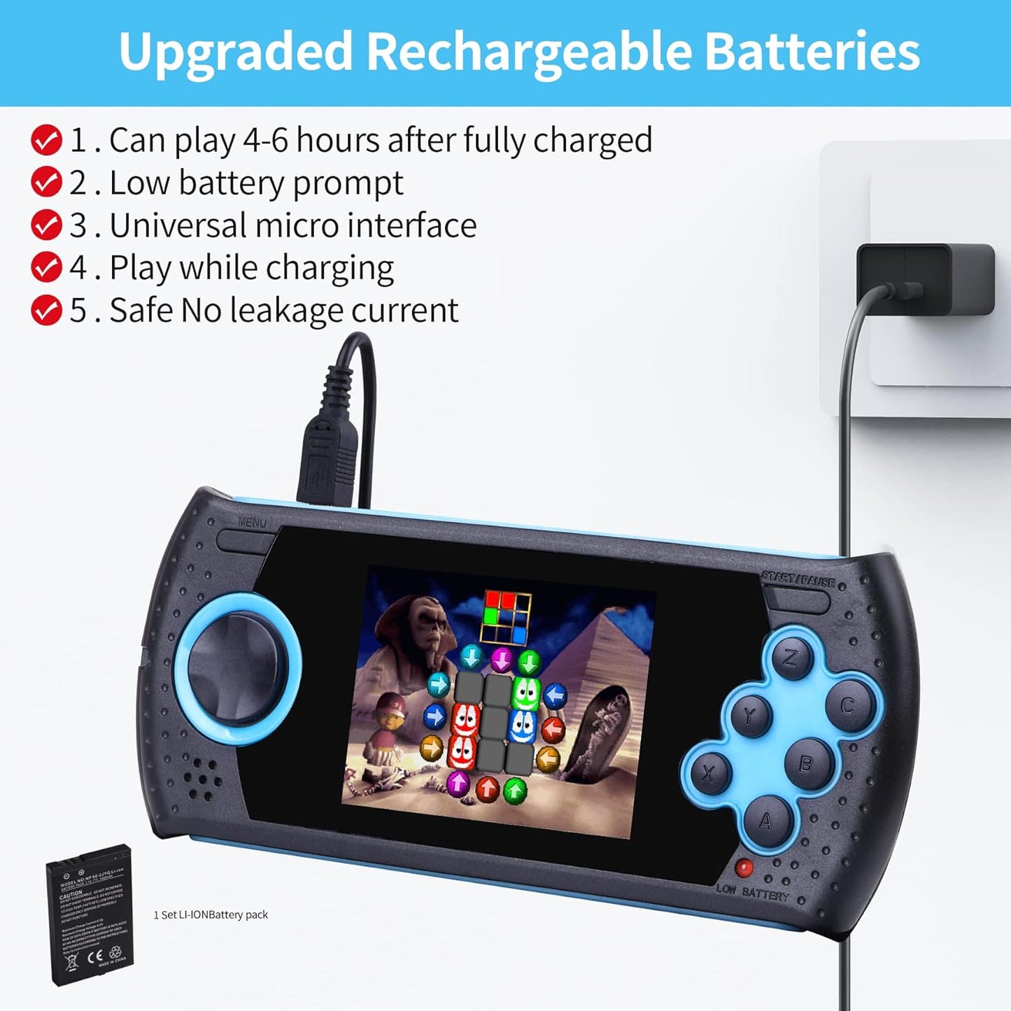 16 Bit Handheld Game for Kids Built-in 230 HD Classic Retro Video Games USB Rechargeable 3.0 Inch Childrens Travel Electronics Toys Portable Gaming Player System Gift for Boys Girls Ages 4-8-12