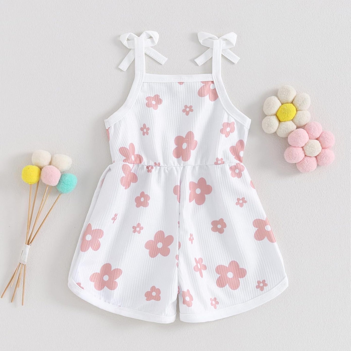WZTYYDS Toddler Baby Girl Summer Clothes Floral Romper Tie-Up Strap Halter Jumpsuit Infant Summer Sling Playsuit 6M-3T