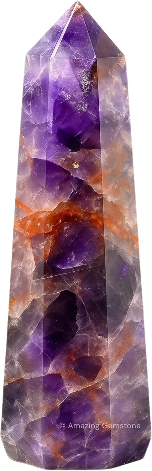 Amazing Gemstone Amethyst Chevron Crystal Towers ~ Natural Healing Crystal Point Obelisk for Reiki Healing and Crystal Grid (2" to 3" Inch)