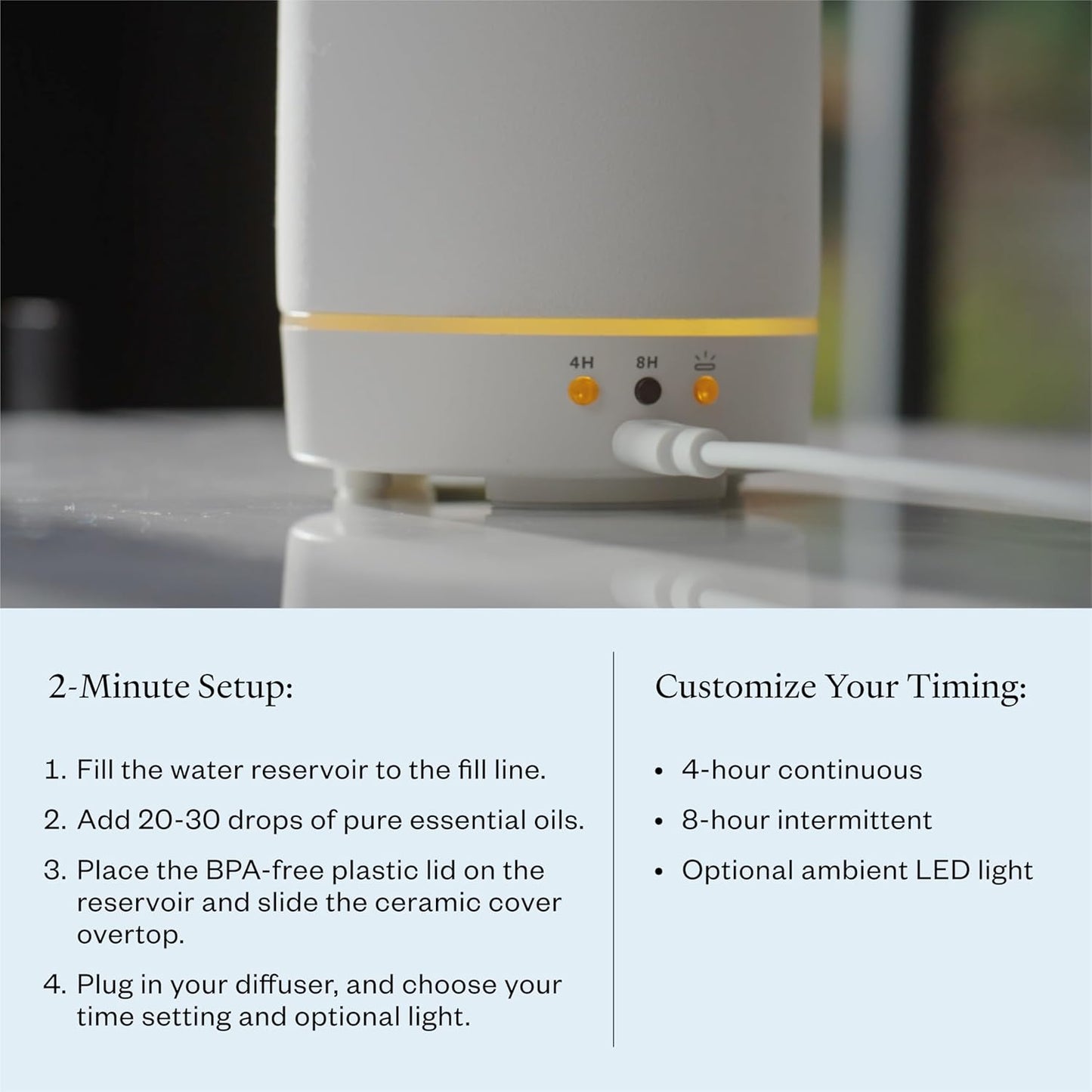 Vitruvi Stone Diffuser, Ceramic Ultrasonic Essential Oil Diffuser for Aromatherapy | Ceramic Diffuser, Diffusers for Home, Oil Diffuser, Housewarming Gift | White, 90ml Capacity