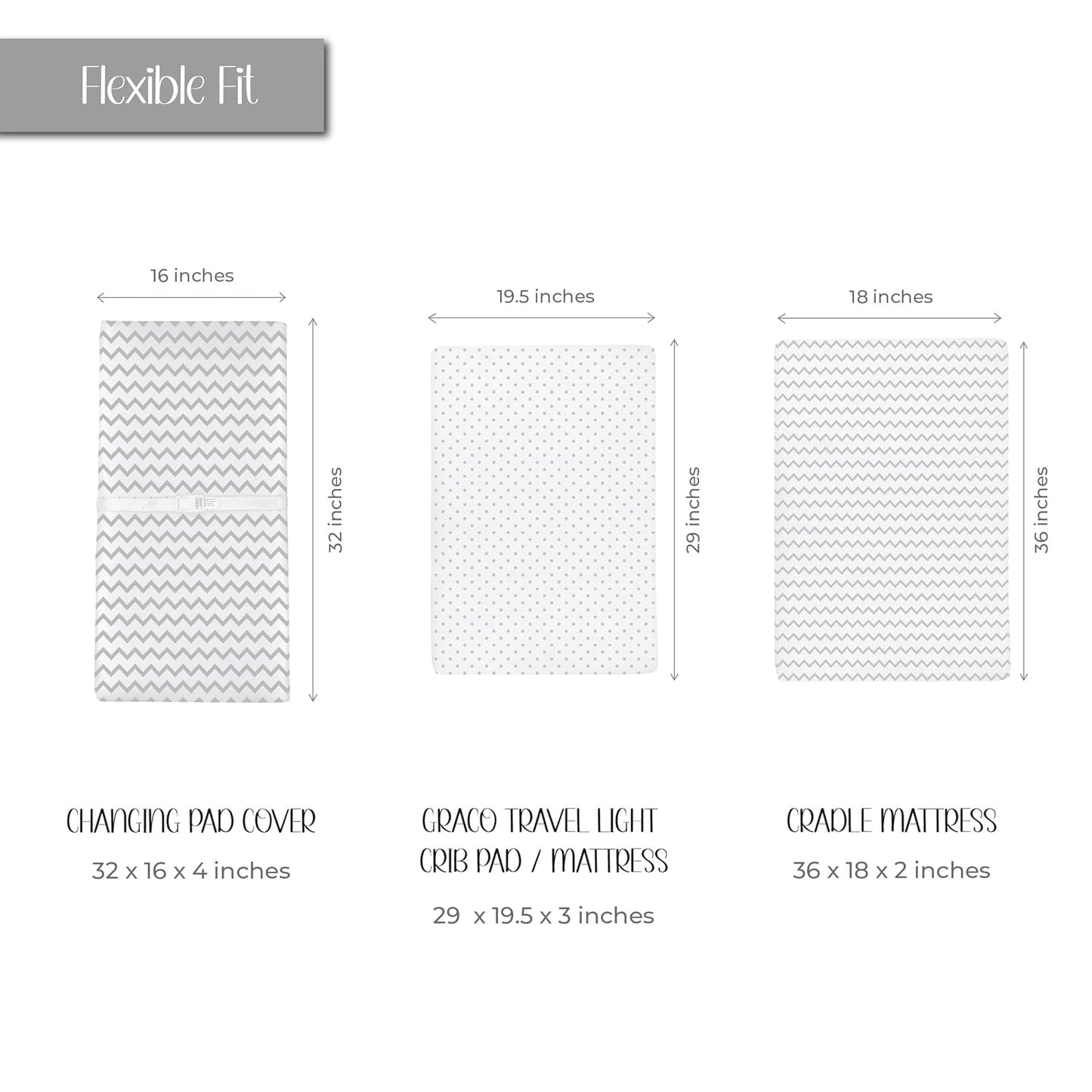 Changing Pad Cover 2 Pack - Baby Changing Pad Cover with 100% Jersey Cotton - Changing Pad Covers for Girls and Boys, Newborn Essentials (Grey Chevron and Polka Dots)