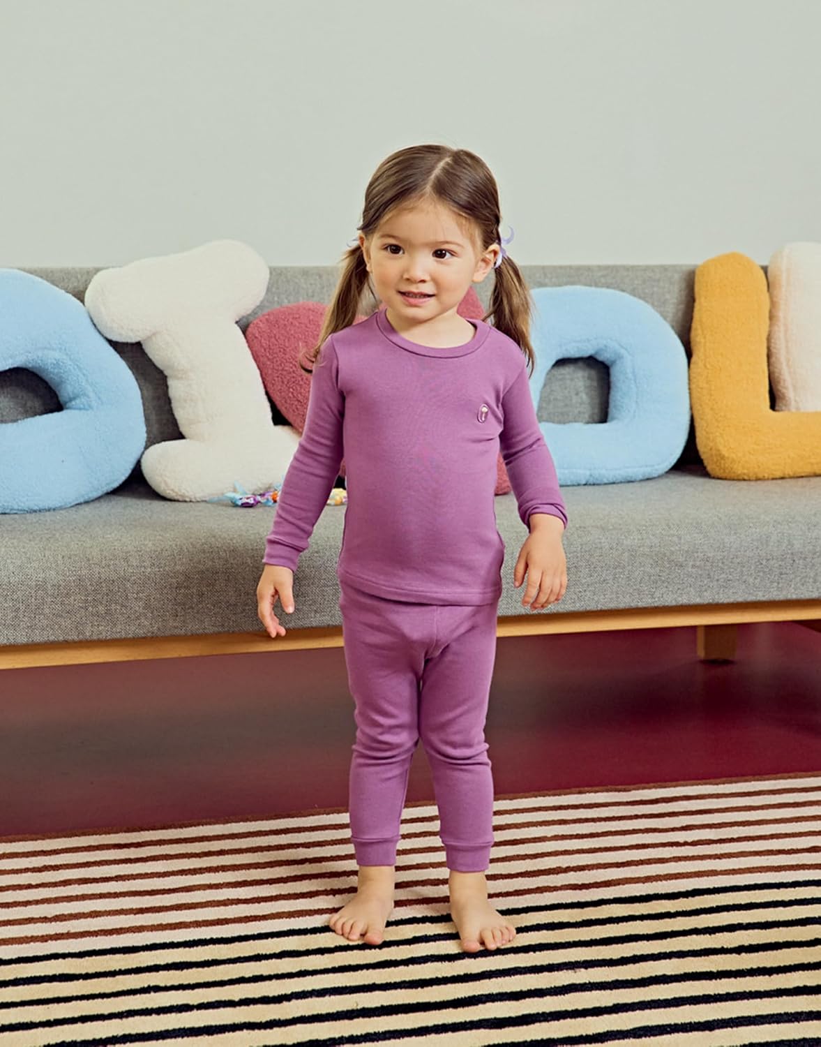 moimoln 6M-8Y Modal Cotton Solid Soft Breathable Baby Toddler Boys Girls Snug fit Pjs Long Sleeve Pajamas Set Sleepwear Daily