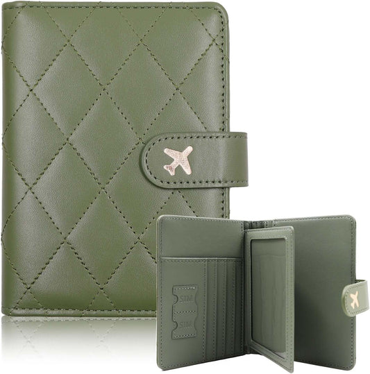Melsbrinna Rfid Passport Holder for Travel women/Men, Cute Passport Wallet Rfid Blocking Card Slots, Rfid Passport Cover/CaseTravel Wallet, Passport Book Holder (1, LG GREEN)