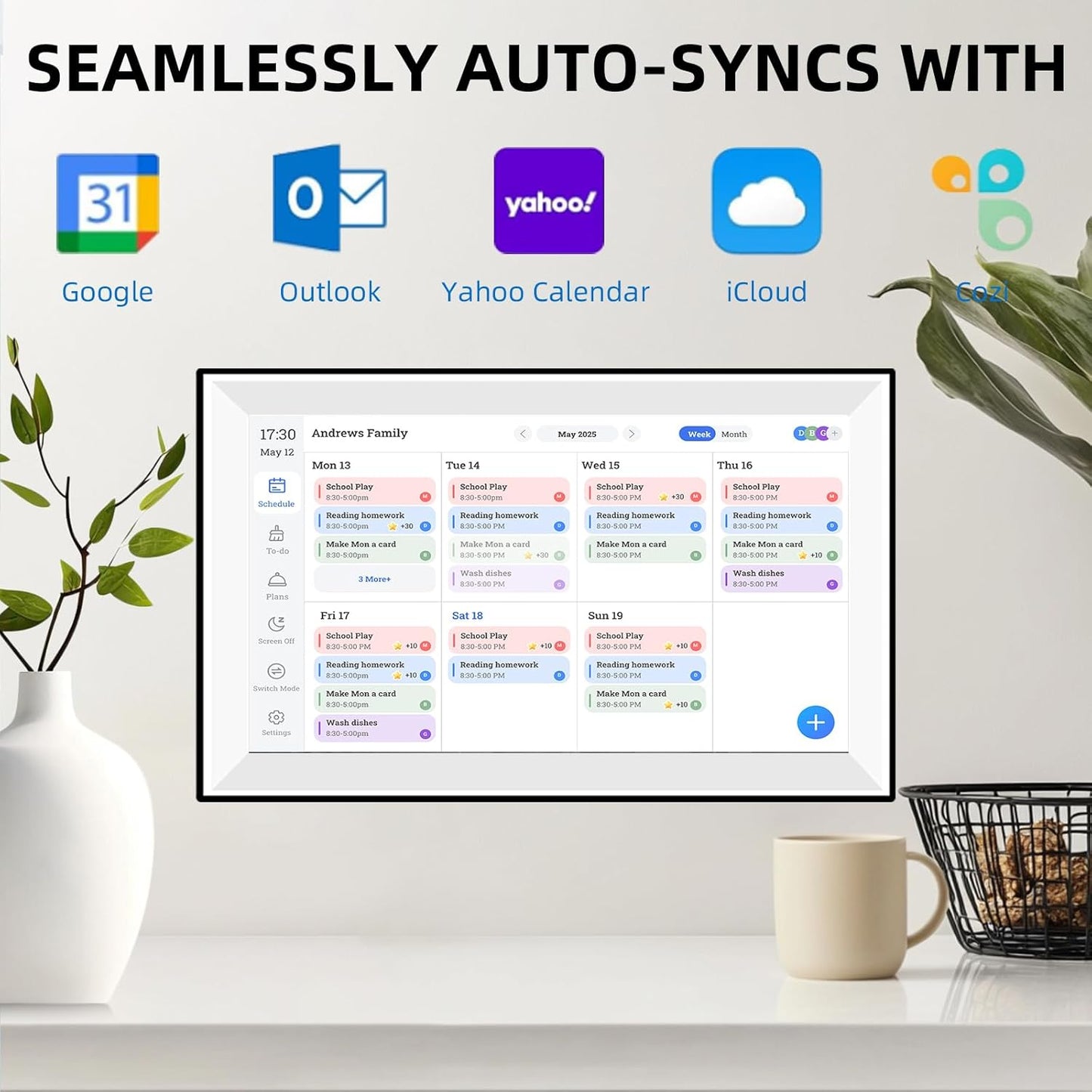 15.6" Digital Calendar Wall Planner,Touchscreen Interactive Display for Family Schedules, Achievement Rewards, Meal Planning,Digital Picture Frame, FHD 1080p Wall-Mountable Home Hub