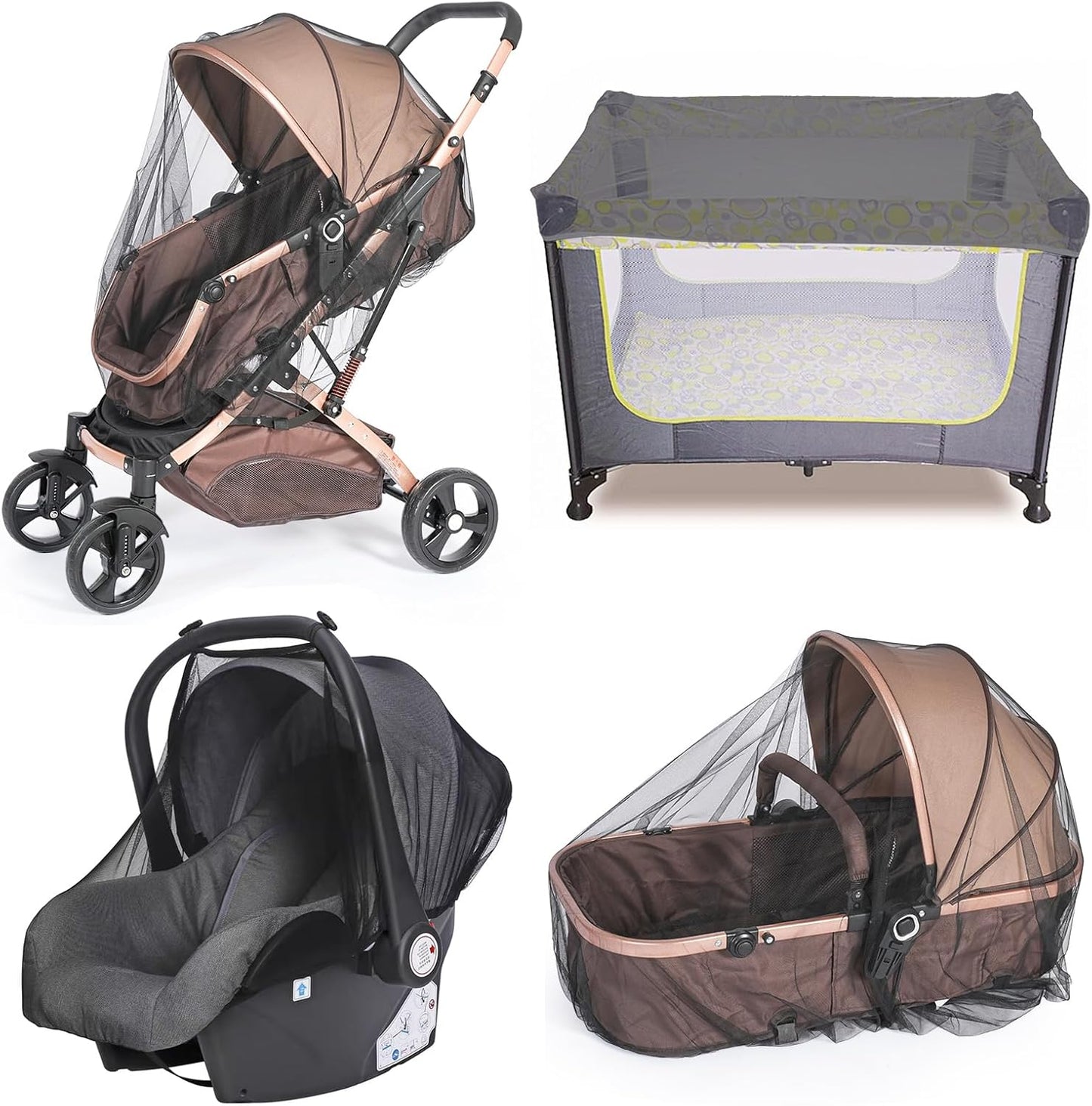 Baby Mosquito Net for Stroller, Perfect Bug Net for Stroller/Bassinets/Cradles/Playards/Pack N Plays and Portable Mini Crib, Durable Baby Insect Netting, Black