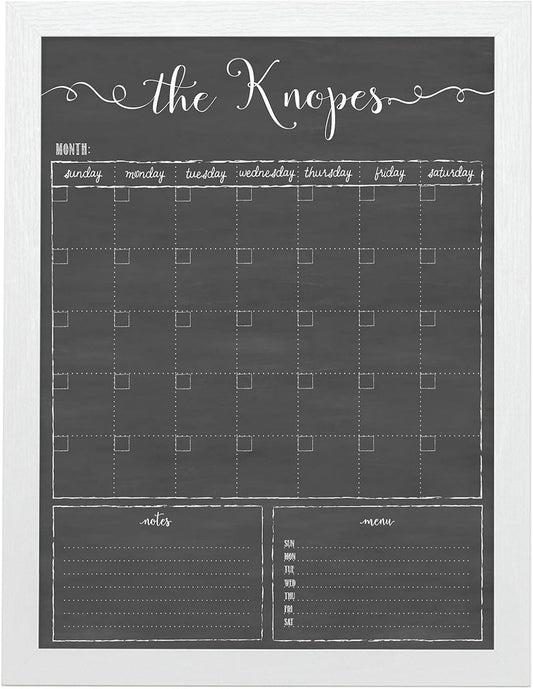 Personalized Dry Erase Framed Calendar – Customizable Chalkboard Style Wall Calendar – 18x24 or 24x36 – Non-Glare, Ready to hang dry erase calendar for wall, Made in the USA