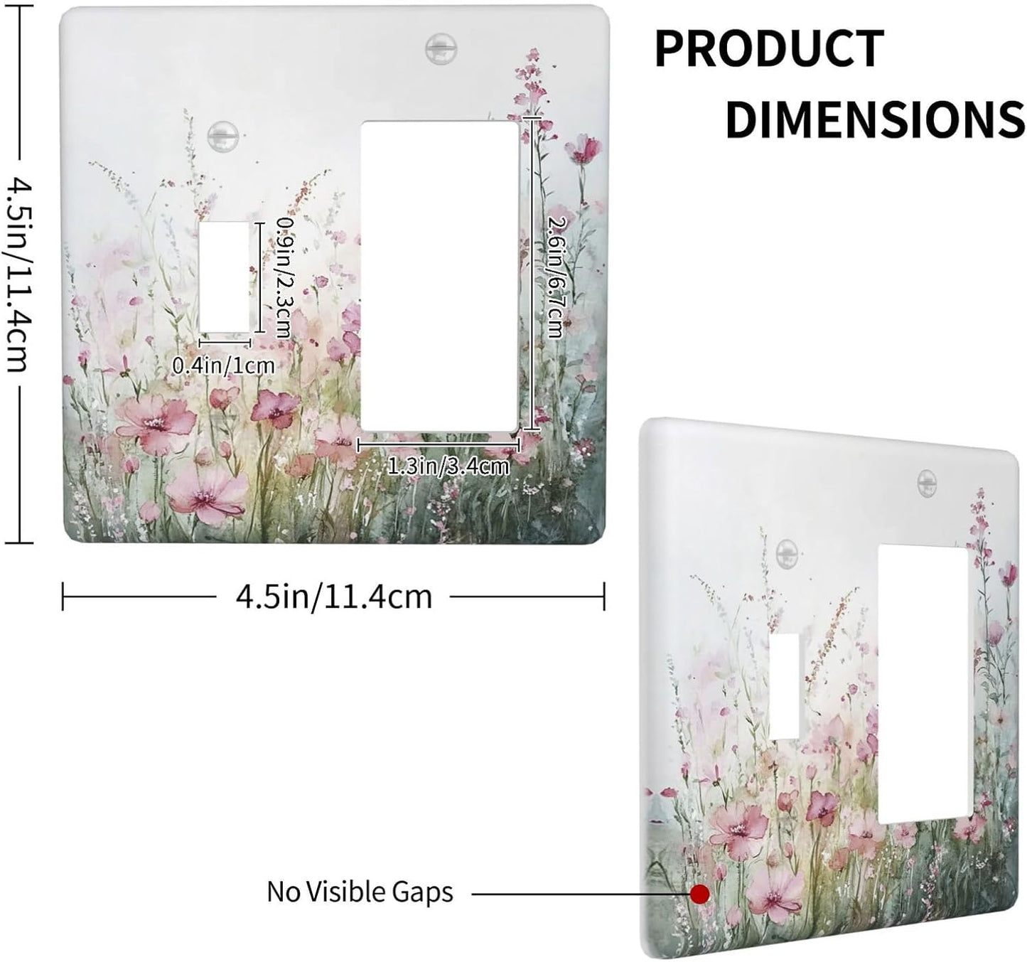 Outlet Covers Wildflower Botanical Watercolor Floral 1 Toggle 1 Rocker Combination Decorative Wall Plate Electrical Switch Plates Light Switch Cover Plate For Bed Room Living Room Decor