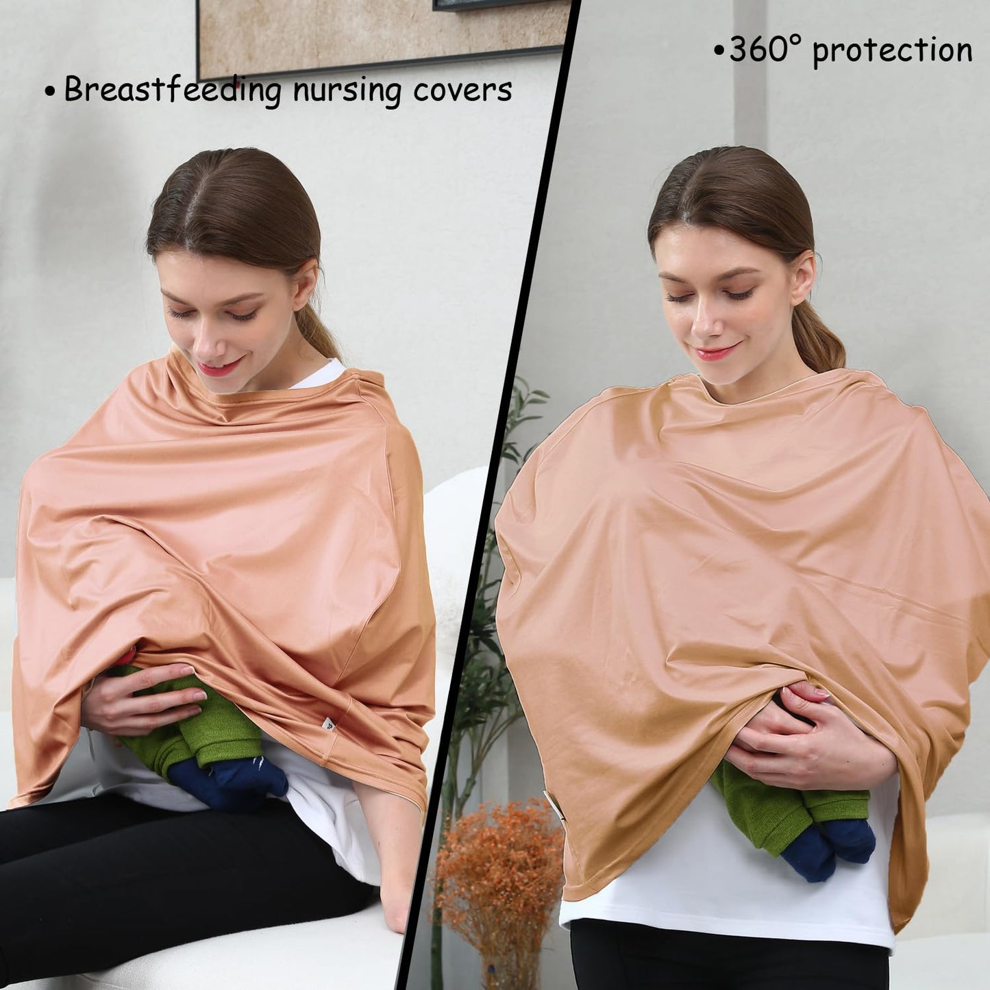 Car Seat Cover Baby for Nursing, Baby Breastfeeding Cover Carseat Canopy Covers, Solid Color Multi-use Nursing Cover for Babies (Wheat)