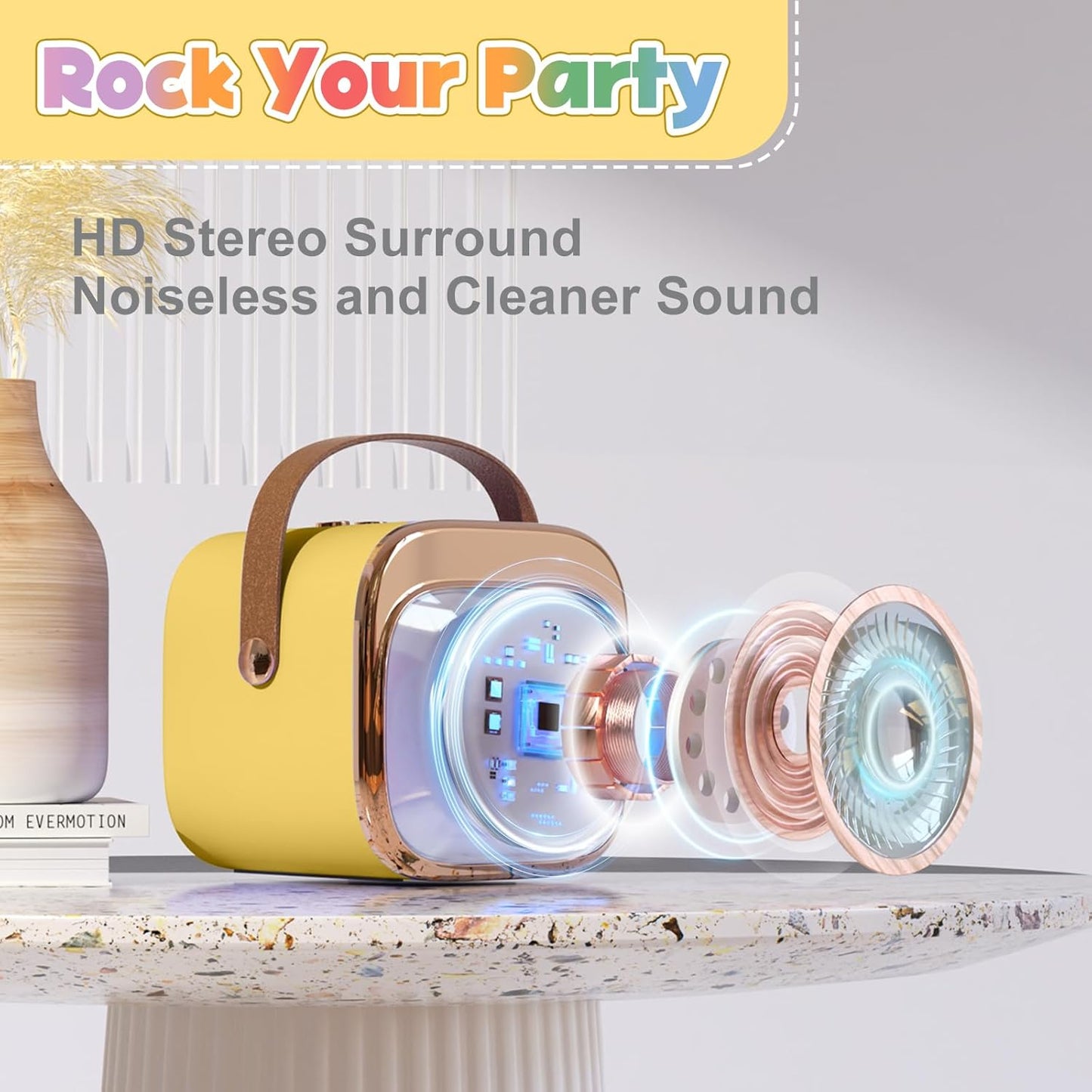 FLUESTON Mini Karaoke Machine for Kids Adults, Portable Bluetooth Speaker with 2 Wireless Microphones, Birthday Kids Gifts Toys for Girls Ages 3, 4, 5, 6, 7, 8, 9,10,11,12+ Years Old