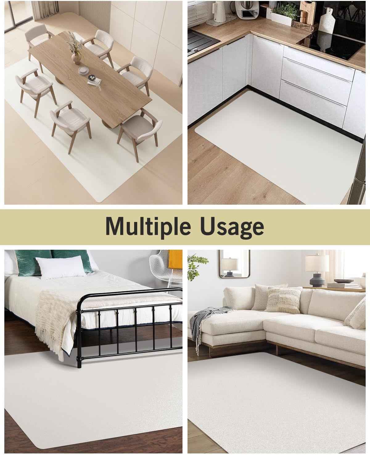 Soft Large Plastic Floor Mat for Living Room, 6'×9' Beige Waterproof Vinyl Area Rug for Baby Spills, Non-Slip Durable Multi-Pupose Floor Cover Protector for High Traffic Areas