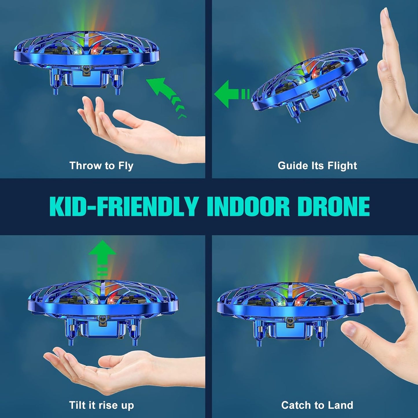 Hand Operated Drone Toy for Kids - Easy Fly Hover Drone with AI Motion Sensor, Rechargeable Drones for Kids 8-12 & 6-8, Safe Mini Quadcopter with Auto Hover, 360 Flip/Roll, Perfect Boys Girls Drones for Age 4-6-8-12 Birthday Gifts