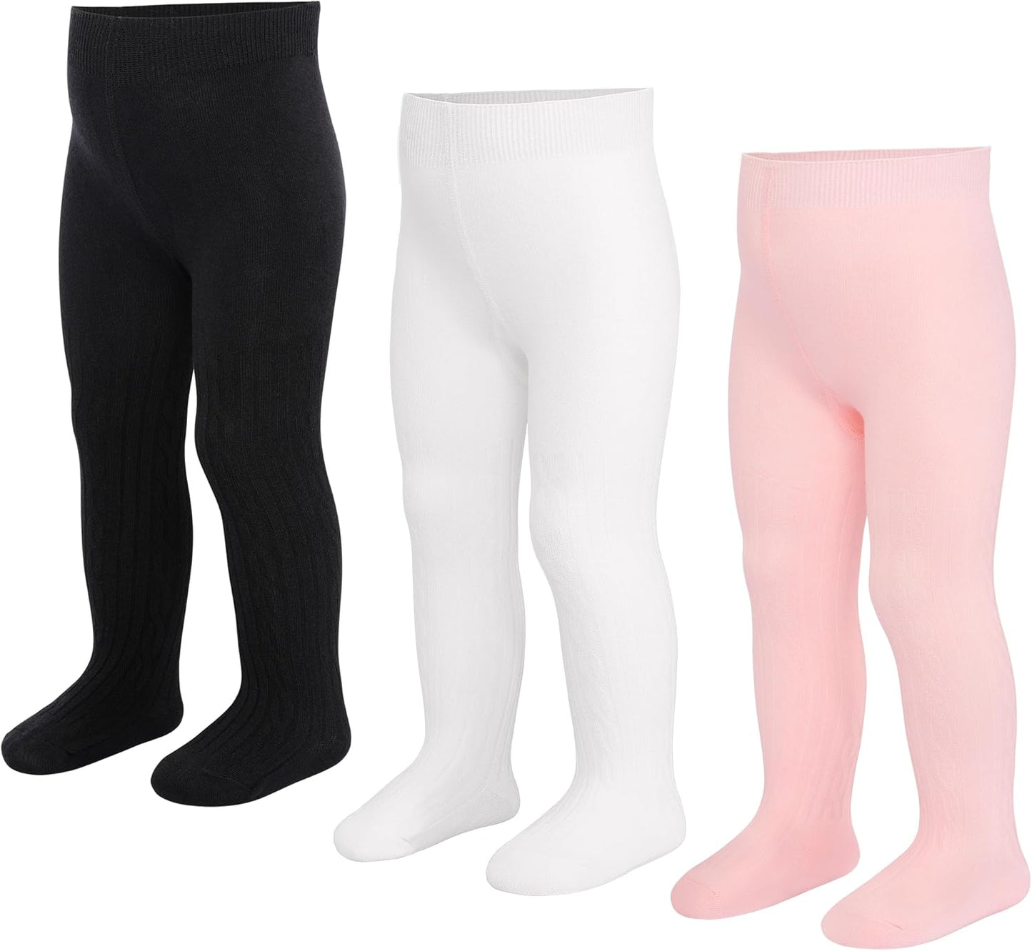 3 Pack Baby Girl Tights Cable Knit Leggings Stockings Cotton Pantyhose for Newborn Infant 6 Months-6 Years.
